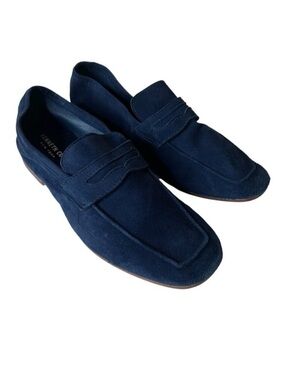 Kenneth Cole Dean Navy Unlined Suede Flexible Penny Loafer Flats Size 6